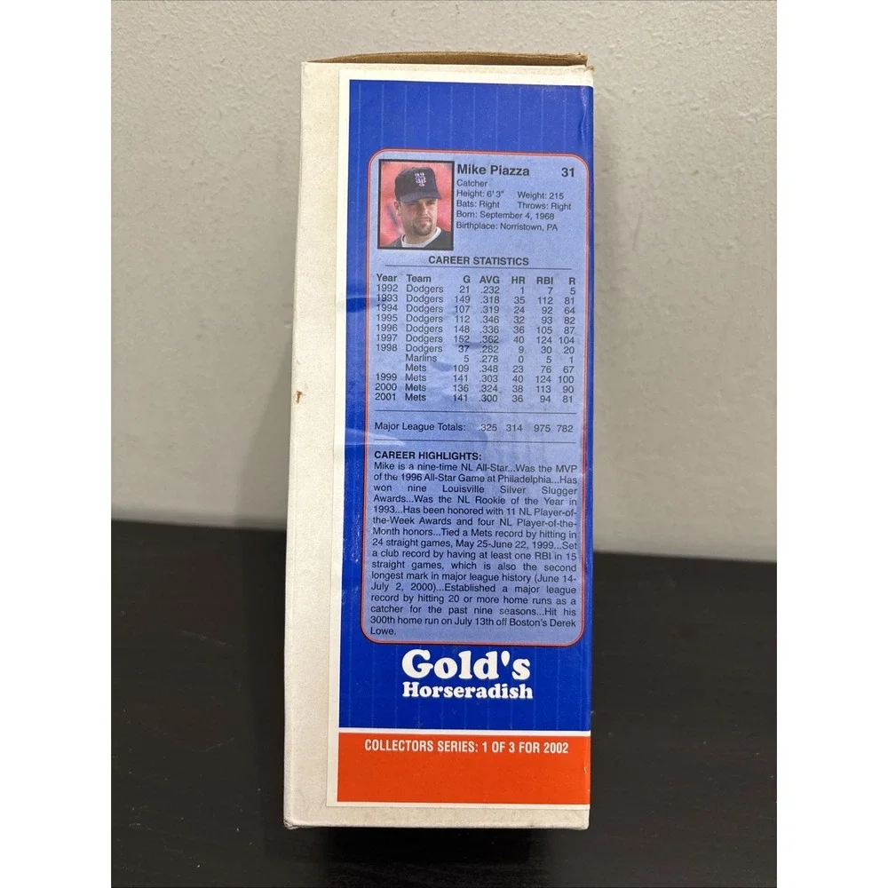 2002 Mike Piazza Bobblehead New York Mets Original Box Gold's Collectors Series